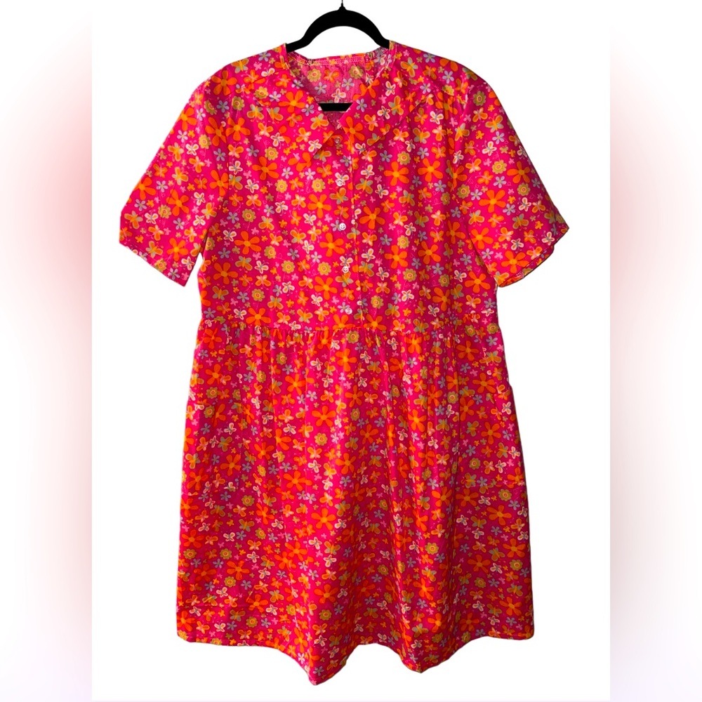 Open back dress with pockets (Sz Large) for seniors,patients, or disabled adults